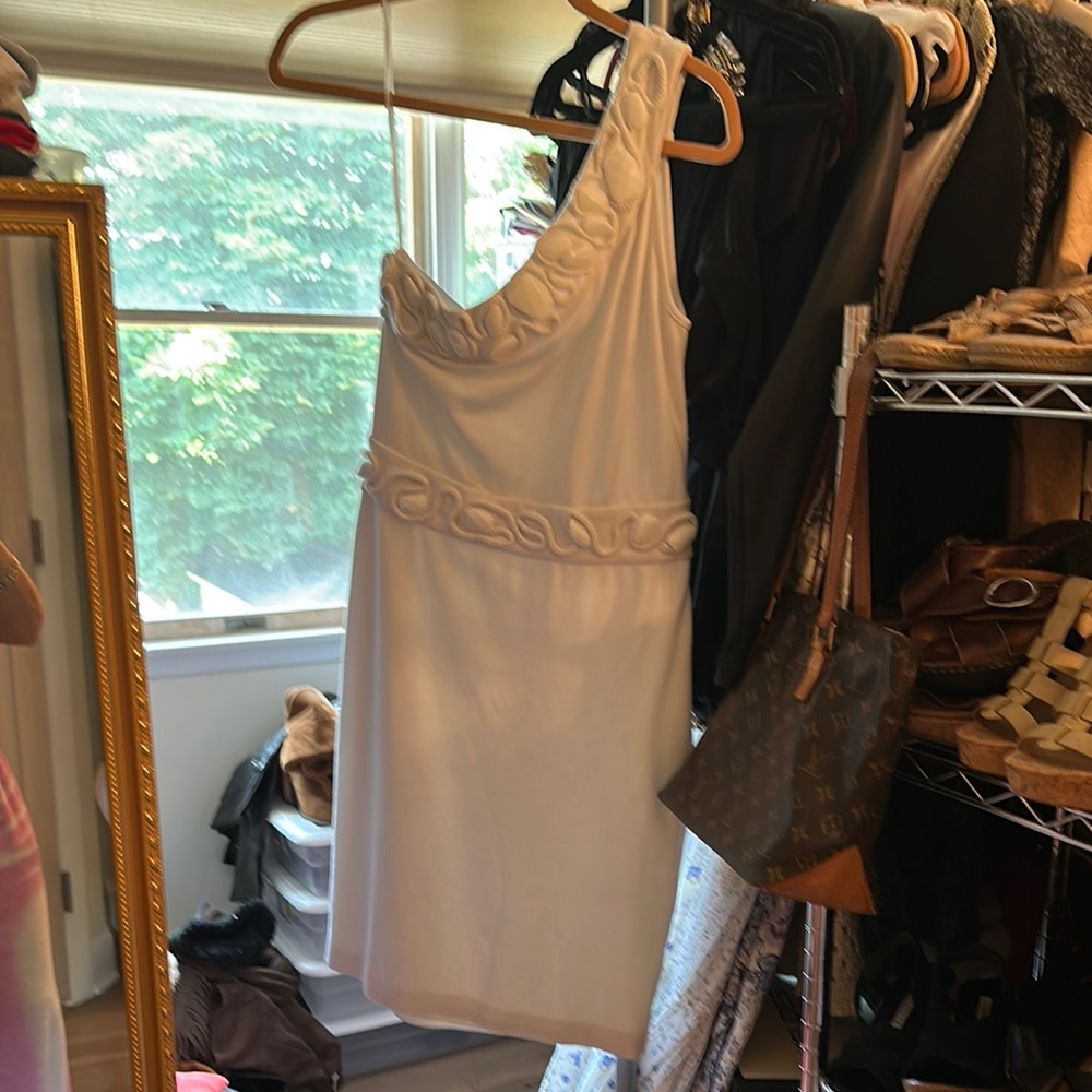 Diane Von Furstenberg Cream One Shoulder Sheath Dress